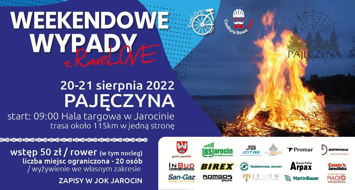 Rajd RoweLOVE Jarocin na koniec wakacji. Dwa dni, 230 km z noclegiem w "Pajęczynie"