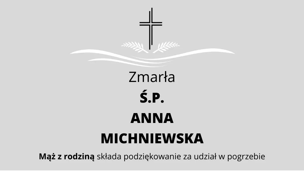 Zmarła Ś.P. Anna Michniewska - Zdjęcie główne