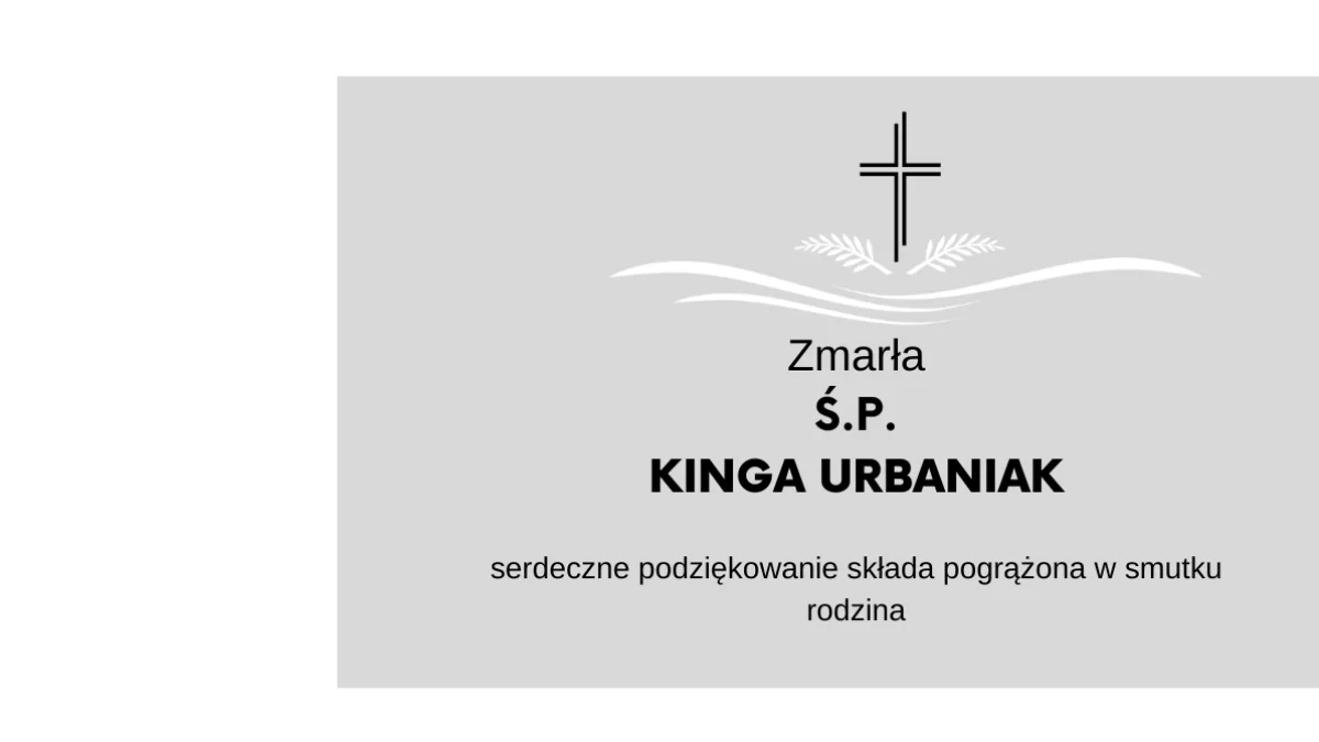 Zmarła Ś.P. Kinga Urbaniak - Zdjęcie główne