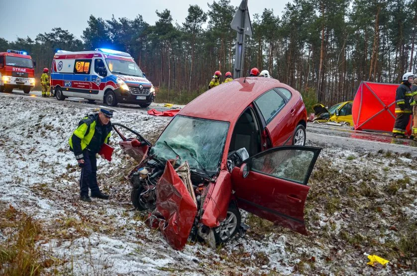 Zderzenie busa z autem osobowym na DK 12 w Brzostowie. Jedna osoba jest zakleszczona [ZDJĘCIA] - Zdjęcie główne