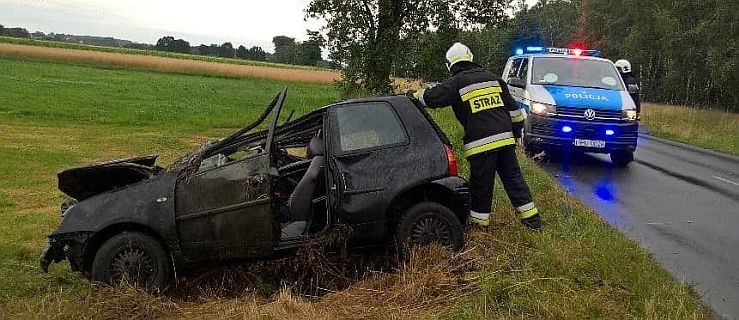 Samochód uderzył w drzewo. Poszkodowani  - Zdjęcie główne