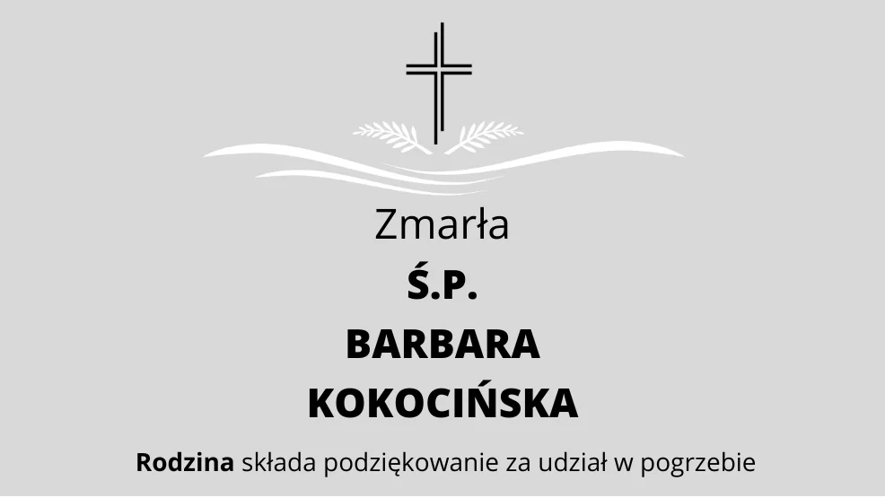 Zmarła Ś.P. Barbara Kokocińska - Zdjęcie główne