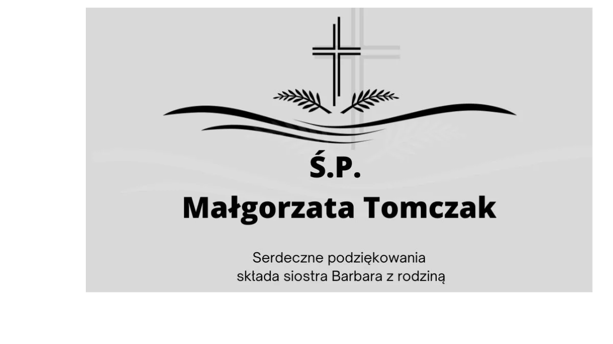 Zmarła Ś.P. Małgorzata Tomczak - Zdjęcie główne