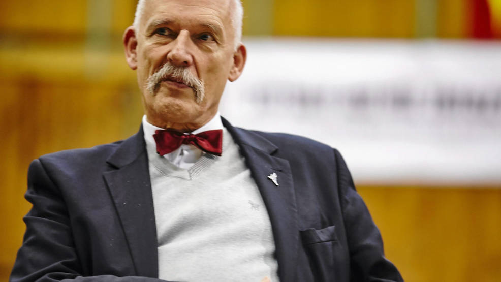 Poseł na Sejm RP, lider Konfederacji Janusz Korwin Mikke dzisiaj w Jarocinie - Zdjęcie główne