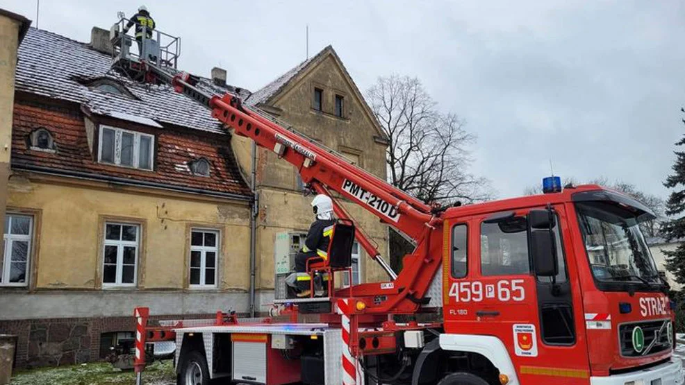 Pożar, powalone drzewo i uszkodzony dach  - Zdjęcie główne