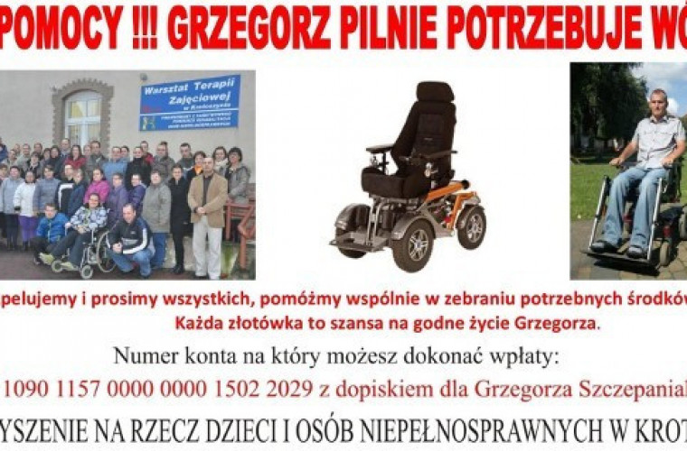 Pomóż Grzegorzowi zdobyć pieniądze na wózek - Zdjęcie główne