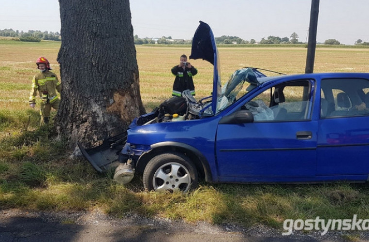 18-letni krotoszynianin uderzył w drzewo. Pasażerka ma złamany kręgosłup [ZDJĘCIA] - Zdjęcie główne