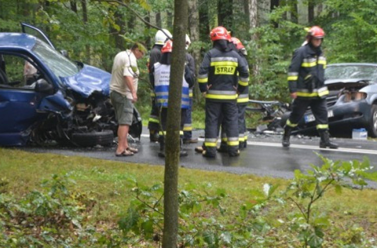 Krotoszyn - Sulmierzyce. Zderzenie osobówki z busem. Jedna osoba ranna [FOTO] - Zdjęcie główne