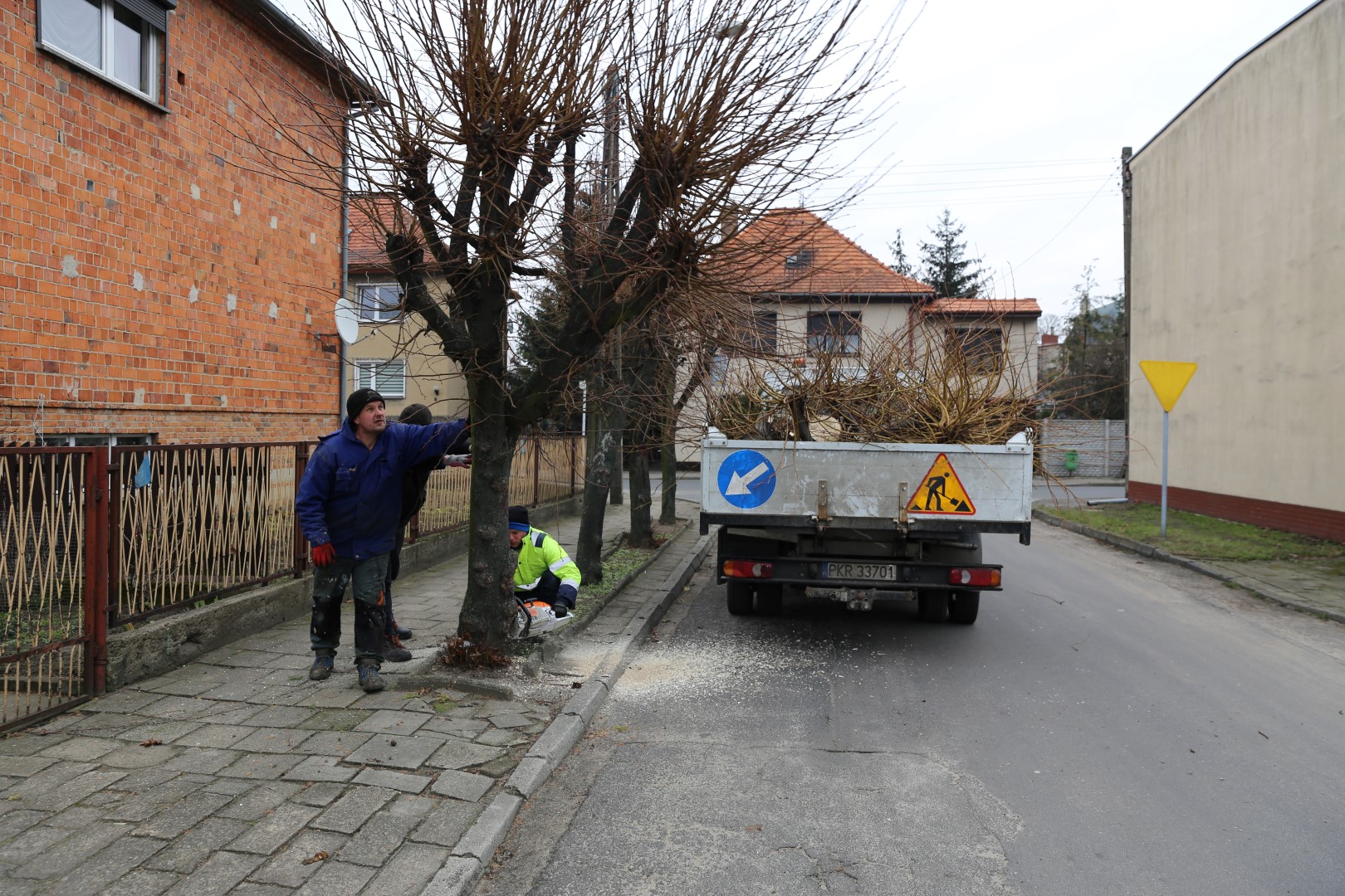 Wycinka drzew przy ulicy Umińskiego w Kobylinie