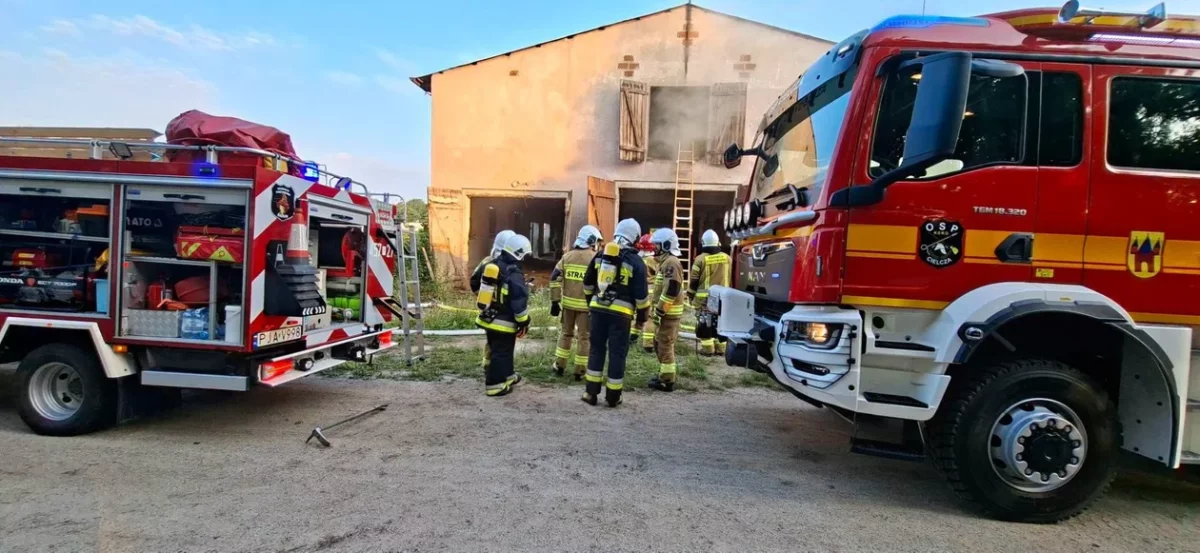 Pożar o świcie. Obora w dymie