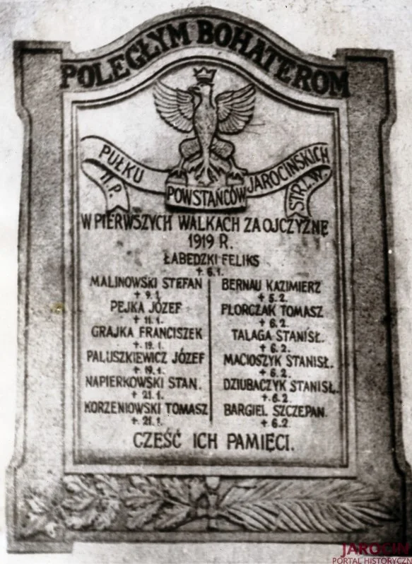 Obrazek do pytania - W którym roku odsłonięto tablicę upamiętniająca powstańców wielkopolskich na murze kościoła św. Marcina w Jarocinie?