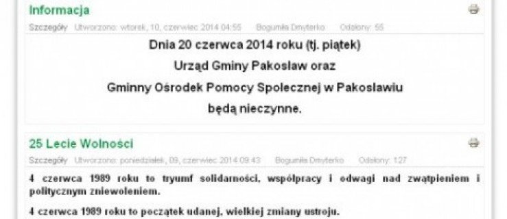 Tylko pakosławski urząd w piątek nie pracuje  - Zdjęcie główne