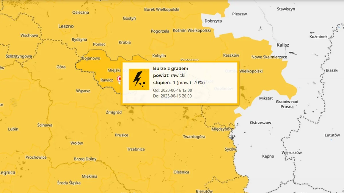 Powiat rawicki. Możliwe burze i grad. Wydano ostrzeżenie meteorologiczne - Zdjęcie główne