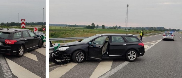 Nie zmieścił się w zjazd na MOP. Nietrzeźwy rozbił auto [FOTO] - Zdjęcie główne