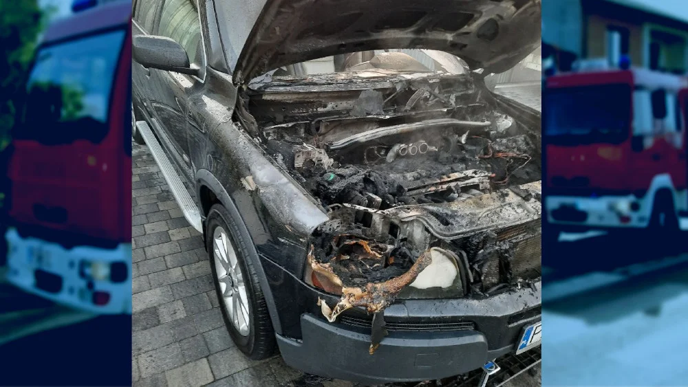 Pożar auta w Dębnie Polskim - Zdjęcie główne