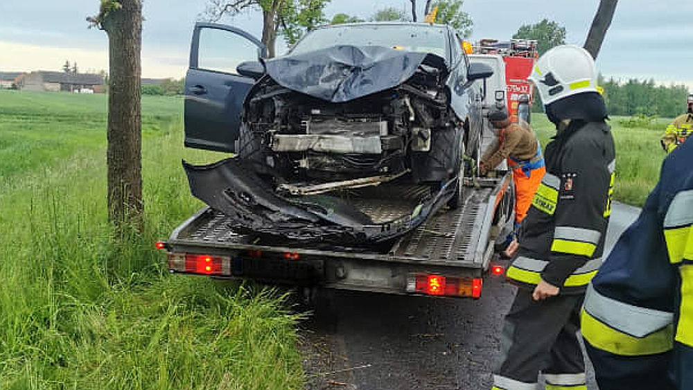 Samochód uderzył w drzewo. Kierująca trafiła do szpitala - Zdjęcie główne