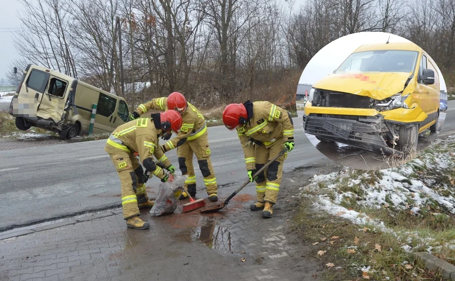 Rawicz. Autami dostawczymi przewozili przesyłki kurierskie. Jeden najechał na tył drugiego - Zdjęcie główne