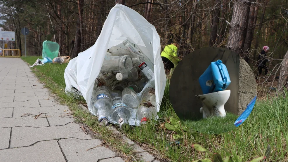 Założyli rękawiczki i poszli sprzątać las w Dębnie Polskim. A tam opony, butelki i sedes [ZDJĘCIA] - Zdjęcie główne