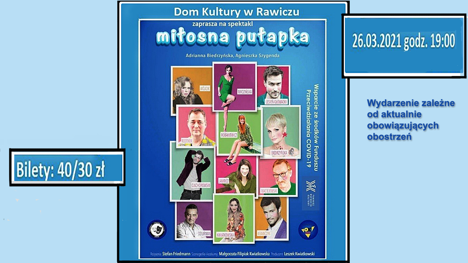 Spektakl teatralny „Miłosna pułapka” - Dom Kultury w Rawiczu   - Zdjęcie główne