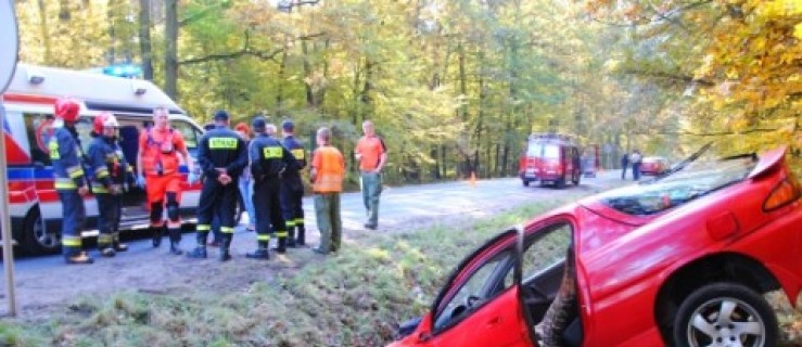 Auto wyleciało z drogi w okolicy Załęcza [WIDEO] - Zdjęcie główne