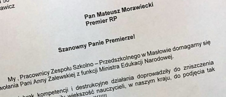 Pracownicy szkoły w Masłowie żądają dymisji Ministra Edukacji - Zdjęcie główne