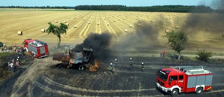 Spłonął kombajn i zboże na pniu [FILM Z DRONA] - Zdjęcie główne