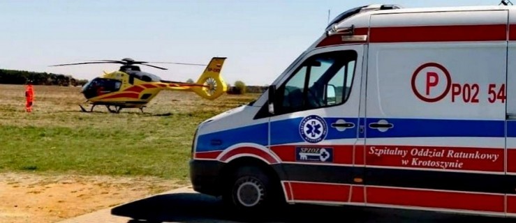 Śmigłowiec LPR wylądował w Jutrosinie. Zabrał mężczyznę do szpitala  - Zdjęcie główne