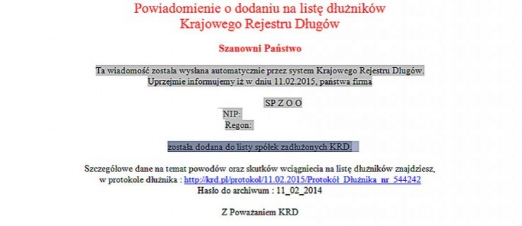 Twoja firma została wpisana na listę dłużników - Zdjęcie główne