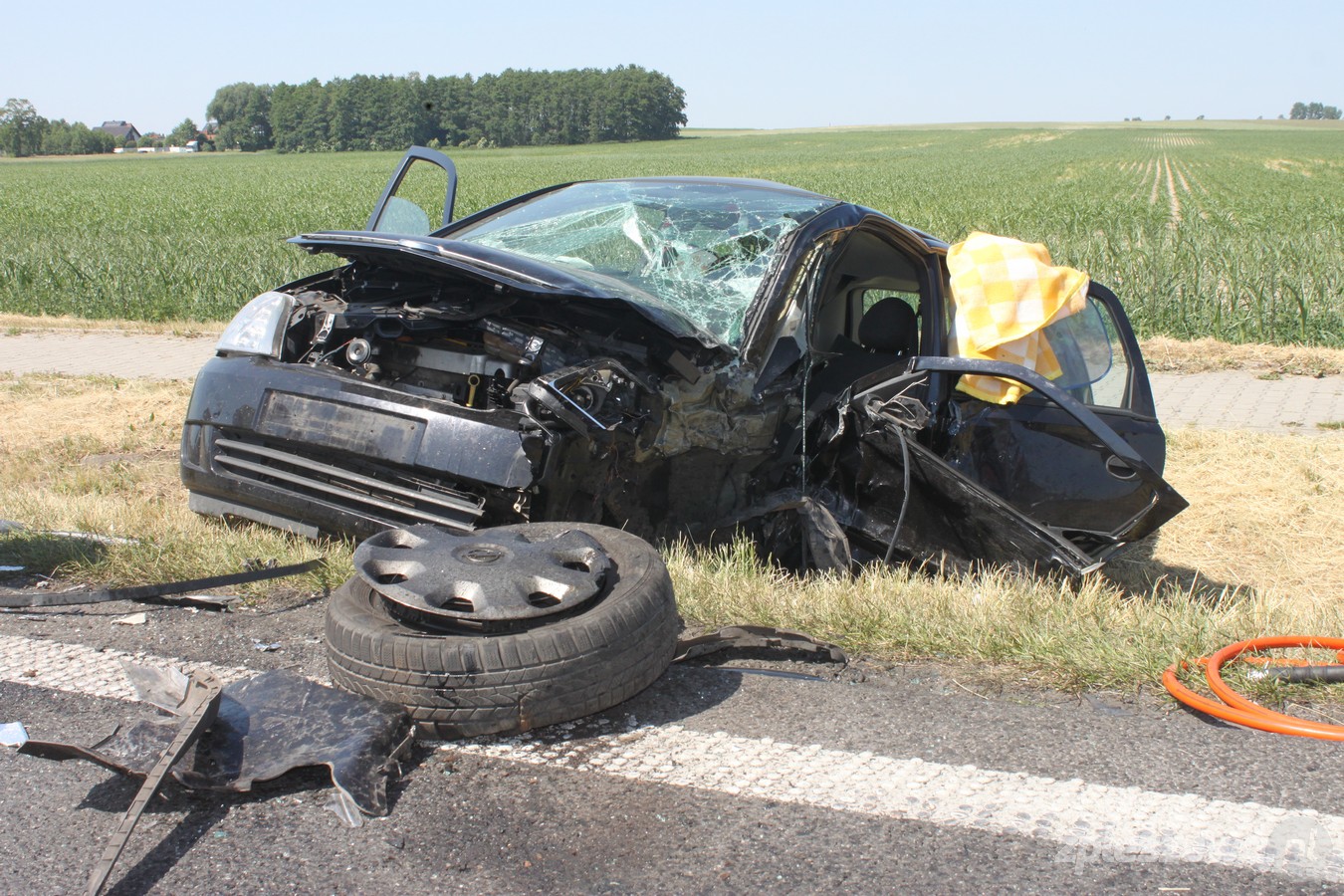 Wypadek na drodze krajowej w Brzeziu