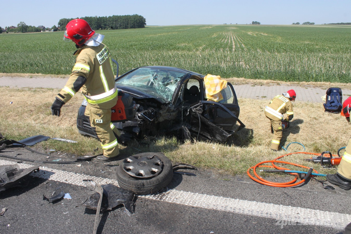 Wypadek na drodze krajowej w Brzeziu