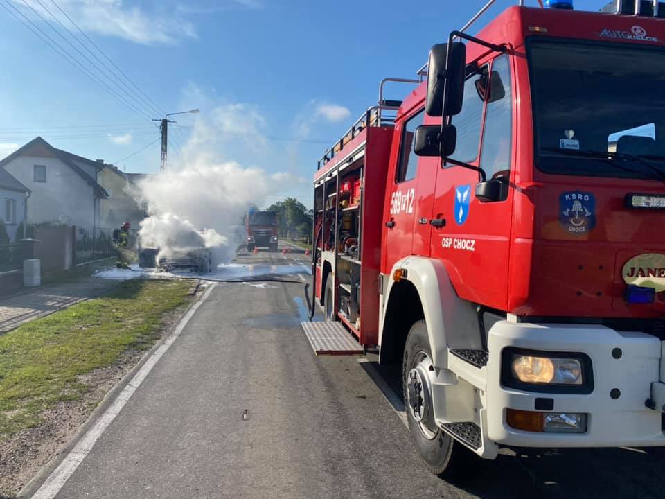 Pożar samochodu w miejscowości Kwileń w gminie Chocz