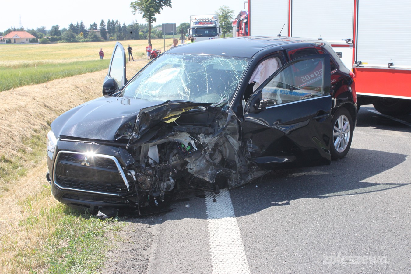 Wypadek na drodze krajowej w Brzeziu