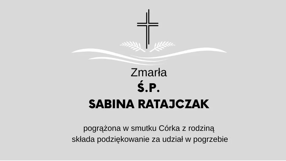 Zmarła Ś.P. SABINA RATAJCZAK - Zdjęcie główne