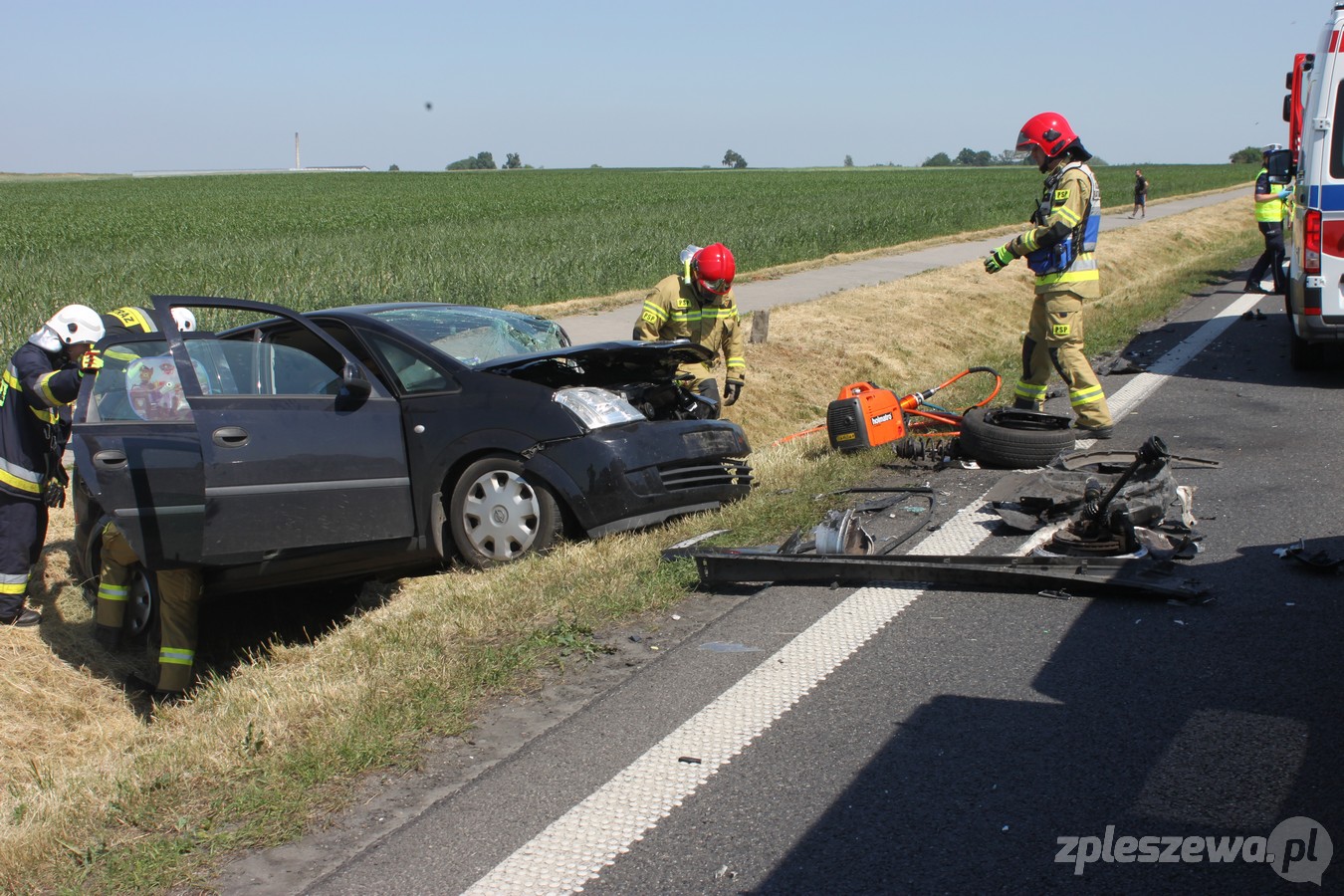 Wypadek na drodze krajowej w Brzeziu