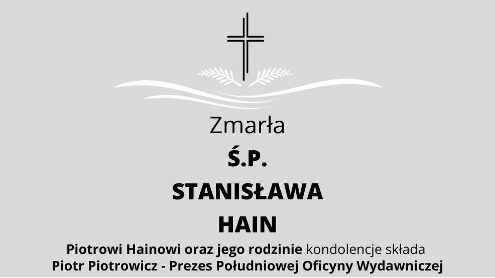 Zmarła Ś.P. Stanisława Hain - Zdjęcie główne