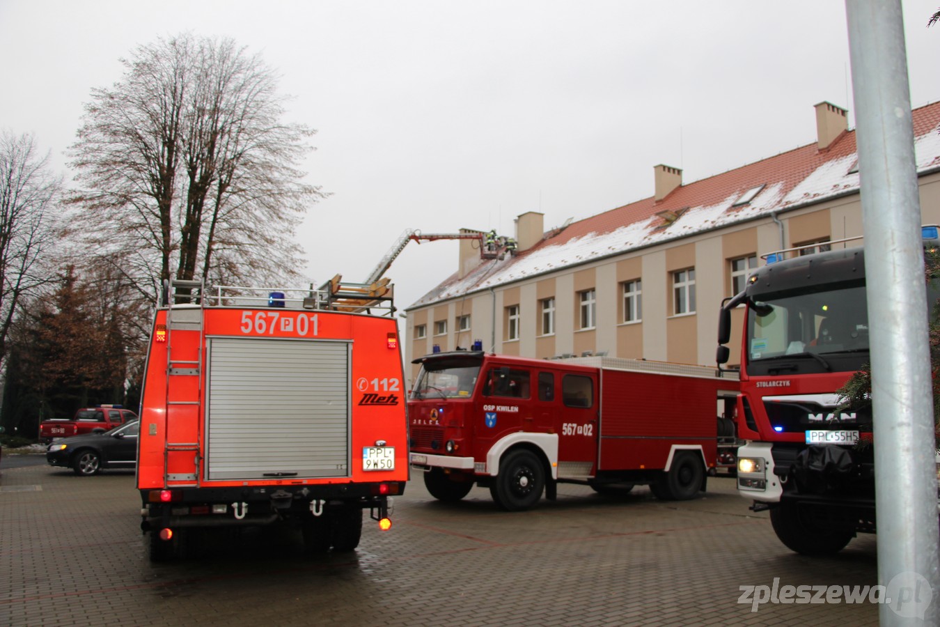 Pożar dachu w Zespole Szkół w Choczu