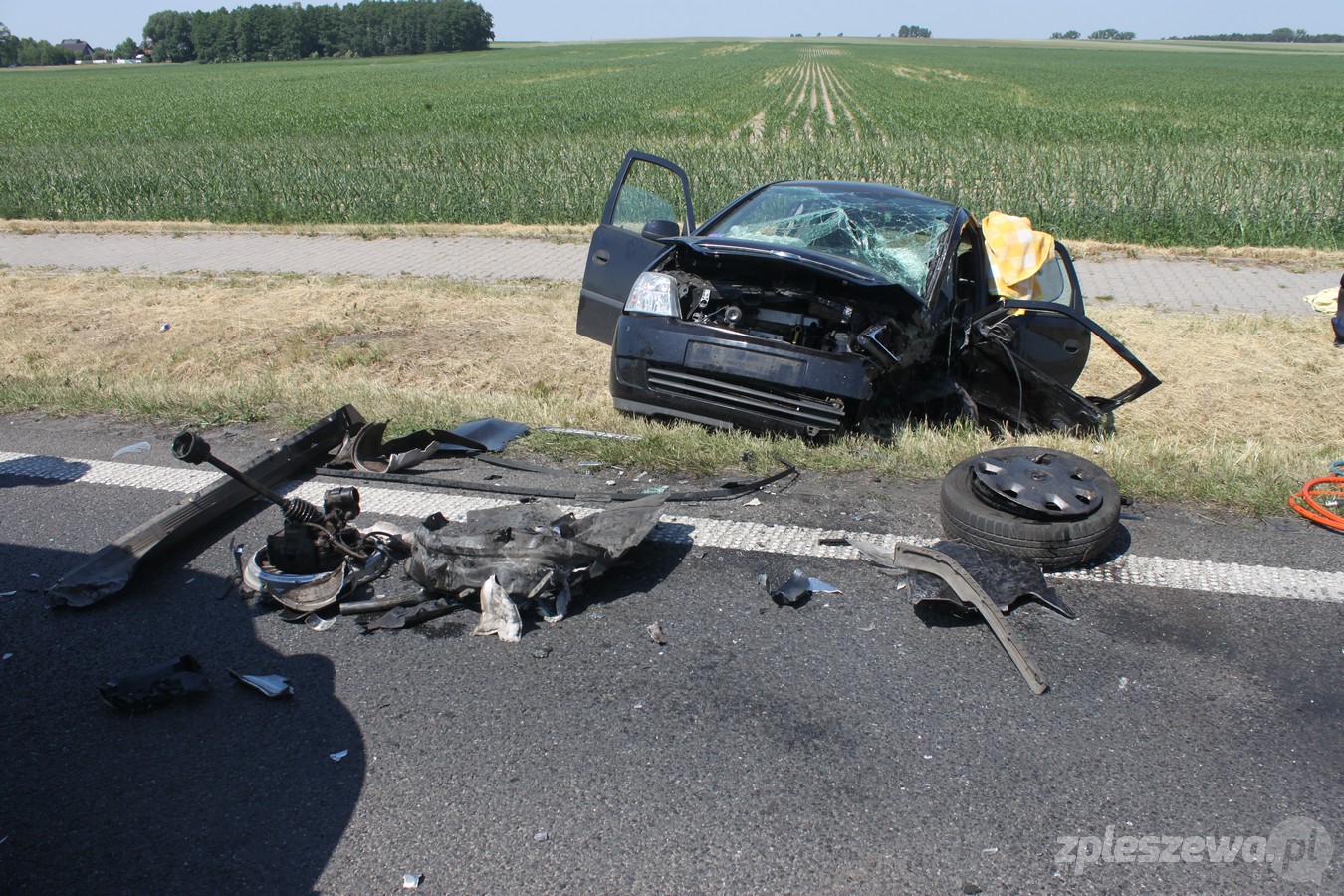 Wypadek na drodze krajowej w Brzeziu