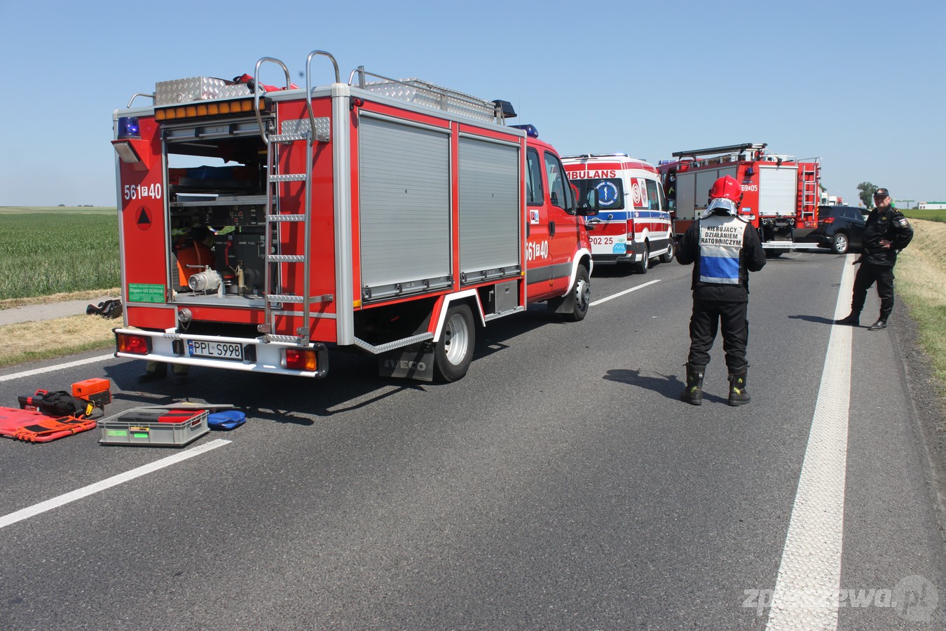 Wypadek na drodze krajowej w Brzeziu