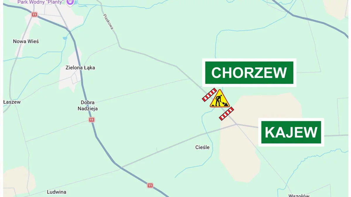 Pilny komunikat dla kierowców! Zapadlisko na drodze Chorzew - Kajew. Wyznaczono objazdy!