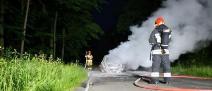 Auto zapaliło się na drodze powiatowej. Kierowca spłonął. Śledztwo prokuratury - Zdjęcie główne